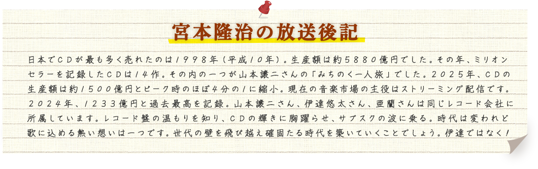 宮本隆治の放送後記