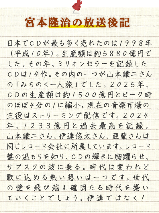 宮本隆治の放送後記